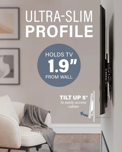 Miniatura 4 de Sanus Soporte de pared universal de perfil bajo con inclinación para televisores de 37" - 80" LED, LCD y plasma, elimina el deslumbramiento con 10º