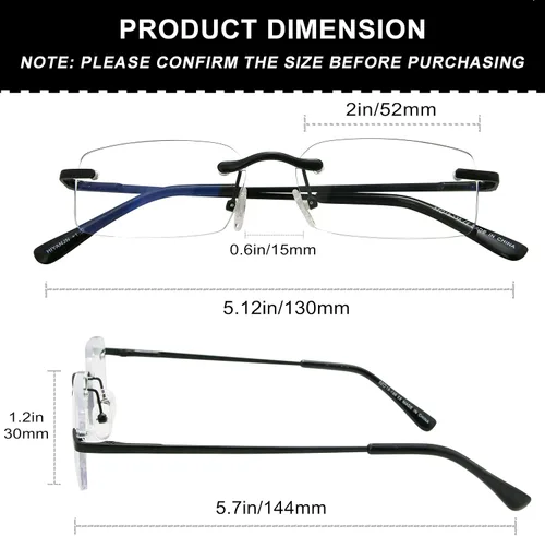Miniatura 4 de HIYANJN Gafas de lectura sin marco con bloqueo de luz azul, lector de computadora sin montura para hombres