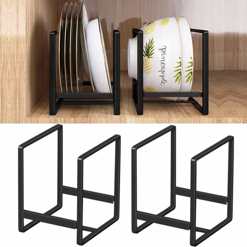 Miniatura 15 de 2PCS Organizador de Soportes para Platos, Estante de Exhibición y Almacenamiento de Platos de Metal para Secado para Gabinete, Mostrador y Armario