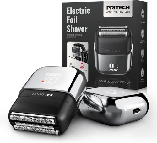 Afeitadora eléctrica de aluminio para hombres, mini maquinilla de afeitar eléctrica para afeitado facial con 3 cuchillas flotantes, navaja de viaje