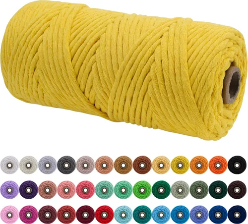 Miniatura 125 de JeogYong Cordón de macramé de un solo hilo 2mm x 164 yardas (492 pies) Cuerda de algodón suave, hilo de macramé 2 mm, suministros de macramé