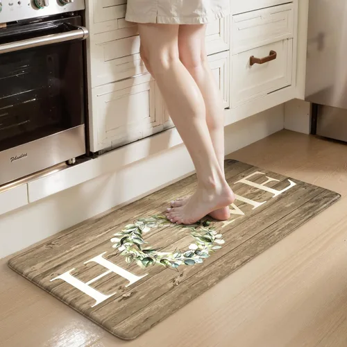 Miniatura 31 de KIMODE Alfombra Antifatiga para Cocina 2 Piezas, Alfombras de Cocina Impermeables y Antideslizantes, Alfombra de Cocina de Estilo Rústico para Piso