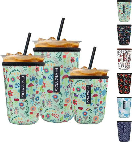 Miniatura 45 de Fundas de neopreno reutilizables aisladas para café helado, fundas para tazas de café helado, fundas para bebidas heladas y calientes
