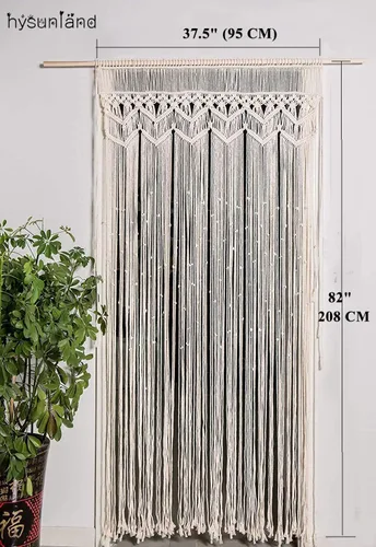 Miniatura 2 de Cortinas bohemias de macramé, cortina de macramé para colgar en la pared, cortina con cuentas decoración