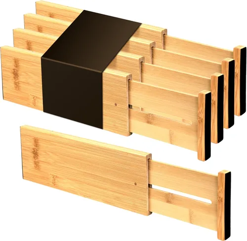 Miniatura 8 de Utoplike - Separadores de cajones para cómoda de bambú, organizadores de cajones ajustables de 4 pulgadas de alto para ropa, de resorte, ideales