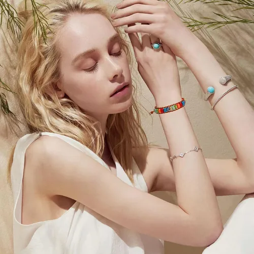 Miniatura 2 de Sedmart Pulseras de piedra hechas a mano para mujeres con piedras hippie de cuero, pulsera de cuentas curativas para mujeres y hombres