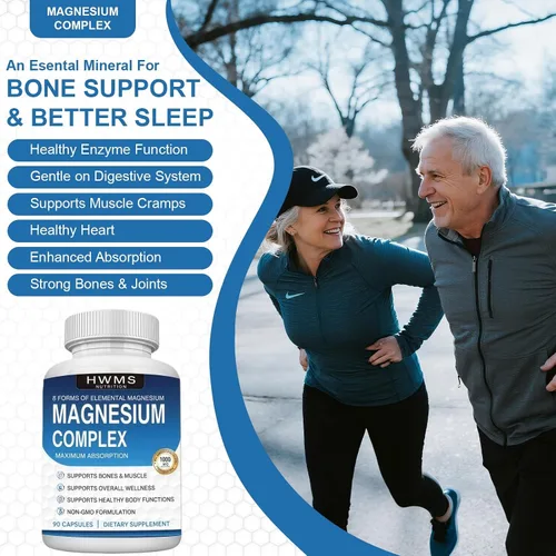 Miniatura 3 de Complejo de magnesio Suplemento 8 Elemental 1000mg - Citrato, malato para una fácil absorción para huesos, músculos, recuperación, energía, vegano