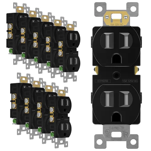 Miniatura 30 de ENERLITES Toma de corriente dúplex, tomacorrientes eléctricos de pared resistentes a manipulaciones, grado residencial, 3 cables, autoconexión a