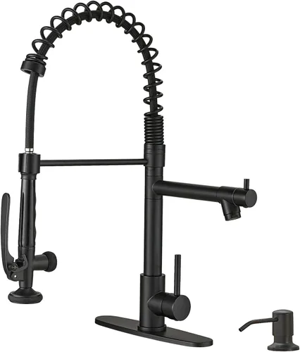 Miniatura 29 de Fapully - Grifo de cocina negro, grifo de fregadero de cocina comercial extraíble con rociador Negro mate