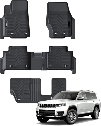 Auxko Alfombrillas para todo tipo de clima aptas para Jeep Grand Cherokee L de 7 asientos (asiento de banco de segunda fila) 2021-2025 2026, forros