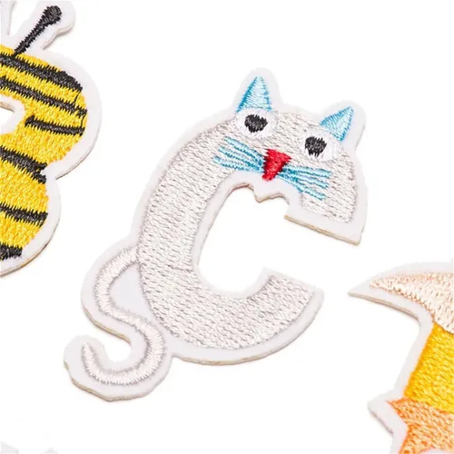Miniatura 5 de 36 parches de letras y números para planchar, parches bordados del alfabeto de animales de la A a la Z, apliques de números del 0 al 9 para ropa