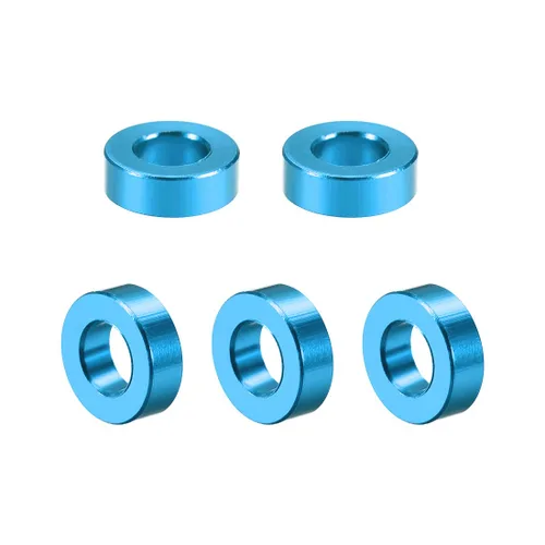uxcell 5 unids redondo aluminio separador columna espaciador 0.122x0.236x0.079 in (IDxODxH) Aqua Blue para Drone FPV Quadcopter Racing RC