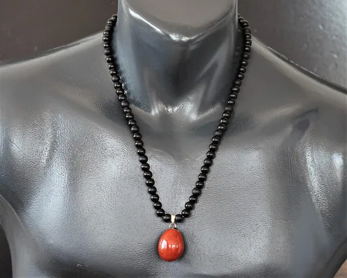 Miniatura 176 de Colgante de turmalina cruda natural, Collar de cuentas de ónix negro genuino, Collar de piedra negra, Collar de piedras preciosas, Cuentas de 0.315