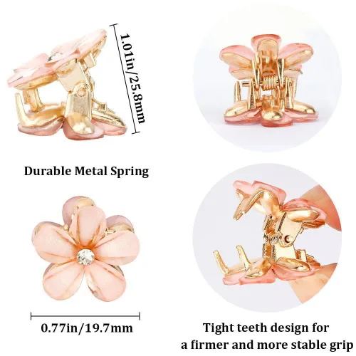 Miniatura 2 de 20 piezas Mini Pinzas para el pelo con flores pequeñas, cristal, diseño de primavera, pinzas para niñas y mujeres, lindos pasadores de pelo