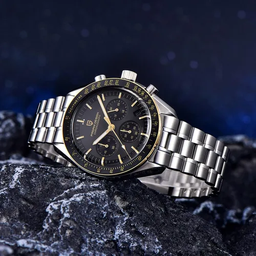 Miniatura 2 de Pagani Design 1701 Reloj de cuarzo para hombre, casual, esfera de acero inoxidable, reloj analógico automático, 328.1 ft, resistente al agua