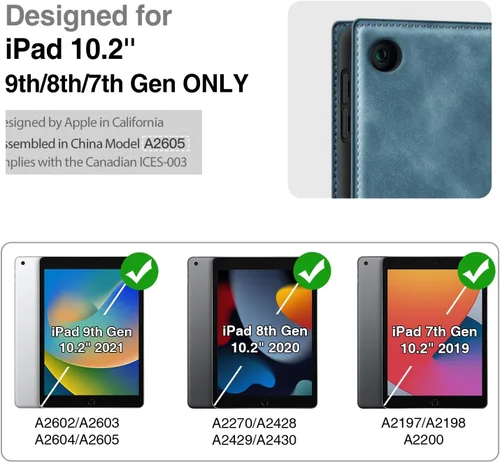 Miniatura 2 de Antbox Funda para iPad de 9ª generación (2021) iPad de 8ª/7ª generación con soporte para lápiz Función de reposo/encendido automático de cuero PU