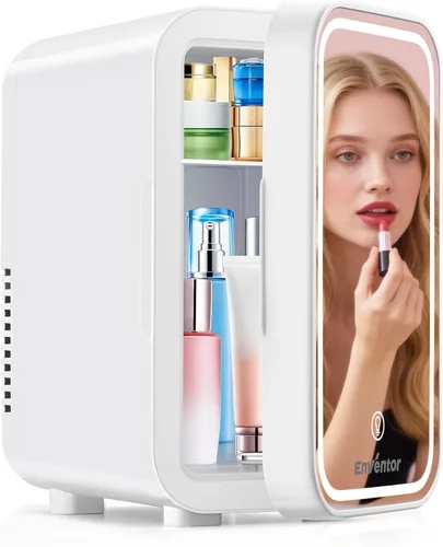 Miniatura 10 de Enventor Mini refrigerador para el cuidado de la piel, refrigerador pequeño para dormitorio, refrigerador de belleza para maquillaje con espejo LED