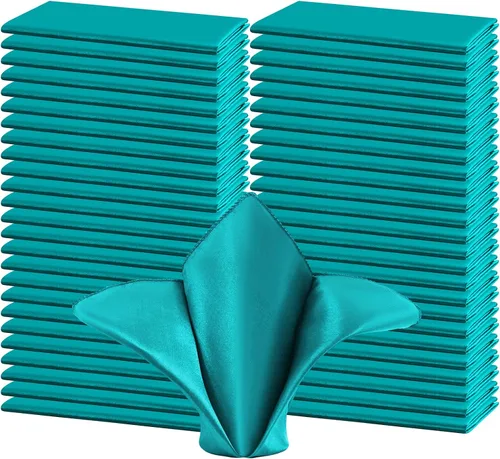 Miniatura 19 de 50 servilletas de tela de satén color burdeos, servilletas cuadradas de 20 x 20 pulgadas, servilletas de mesa de tela suave y lisa, servilletas