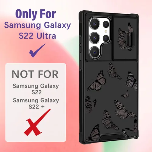 Miniatura 2 de Funermei para Samsung Galaxy S22 Ultra Funda - Funda de Teléfono con Mariposas Lindas para Mujeres y Chicas, Bonita y Kawaii, Diseño de Mariposa