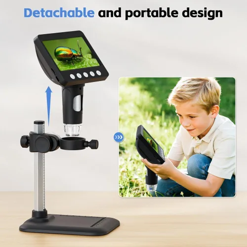 Miniatura 7 de Microscopio digital de 4.3 pulgadas para adultos, microscopio de moneda SKYEAR 1000X con 8 luces de relleno LED ajustables, microscopio USB