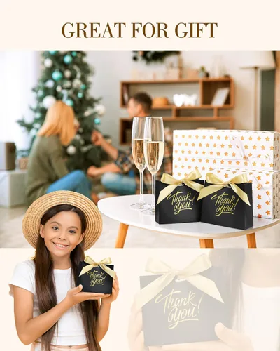 Miniatura 5 de EQOREIIN Bolsas de regalo pequeñas, paquete de 25 bolsas de regalo de 4.5 x 1.8 x 3.9 pulgadas, mini bolsas de agradecimiento de papel kraft negro