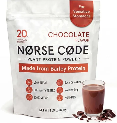 Proteína de cebada de chocolate en polvo, 0.71 oz de proteína vegana a base de plantas, proteína de guisante, proteína de arroz, fibra prebiótica,