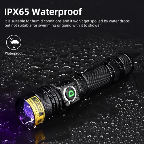 Miniatura 6 de DARKDAWN Linterna de luz UV 395nm recargable por USB, ultravioleta, LED, portátil, lámpara de madera, luz negra para detección de orina de gato, UV