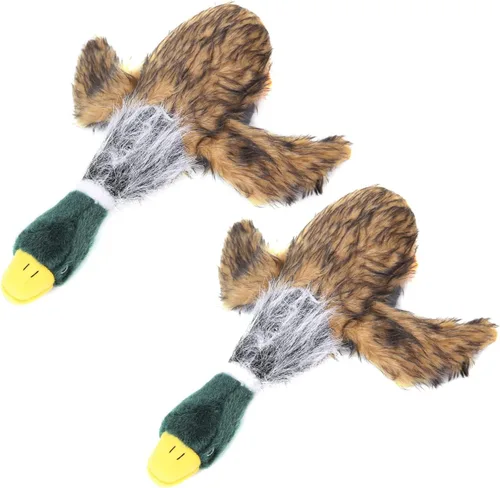 Miniatura 6 de JKW Peluche y peluche de pato mallardo, juguetes chirriantes para perros medianos y grandes, 16 pulgadas, 1 paquete