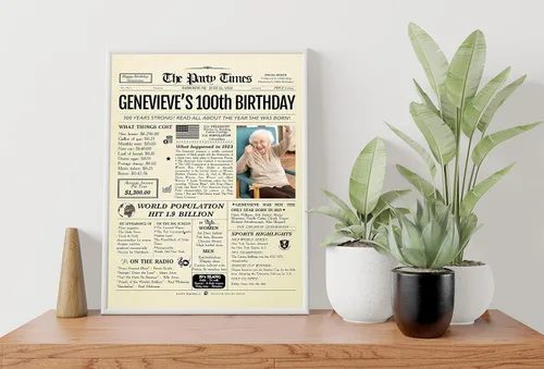 Miniatura 6 de Decoraciones personalizadas para fiesta de cumpleaños número 100 para ella, él, hombres, mujeres, regalos personalizados con nombre, foto, regreso