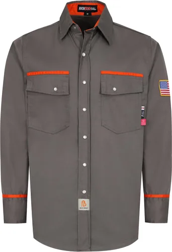 Miniatura 10 de BOCOMAL Camisas FR para hombre, resistentes al fuego, peso ligero, NFPA2112, camisa de soldadura ignífuga, acabado repelente al agua y al aceite