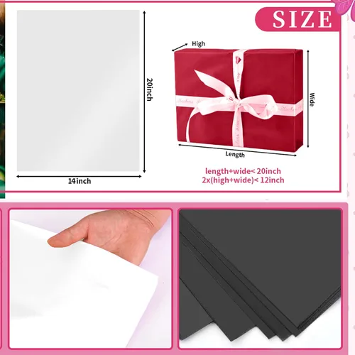 Miniatura 8 de 30 hojas de papel de seda negro, blanco y rojo para bolsas de regalo, papel de seda a granel para decoración de bodas, cumpleaños, proyectos