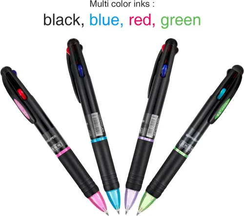 Miniatura 2 de JOVITEC 12 bolígrafos multicolor de 0.028 in, 4 en 1, retráctiles, 4 colores, tinta de gel, bolígrafo de punta de bola, suministros escolares