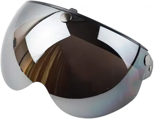 Miniatura 6 de VCOROS Casco universal para motocicleta, estilo piloto retro, estándar, con 3 botones a presión, visera abatible y abierta, protector de media cara