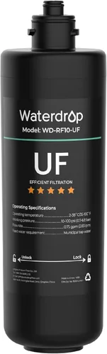 Cartucho de filtro de repuesto Waterdrop RF10-UF de 0.01 micras para filtro de agua para bajo fregadero 10UA/10UA-UF/10UB/10UB-UF, reduce plomo,
