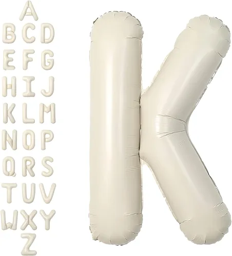 Miniatura 53 de SUWEN Globos de helio grandes de 102 cm (40 pulgadas) con letra S en color crema. Globos grandes de papel de aluminio con letra en helio, de A a Z.