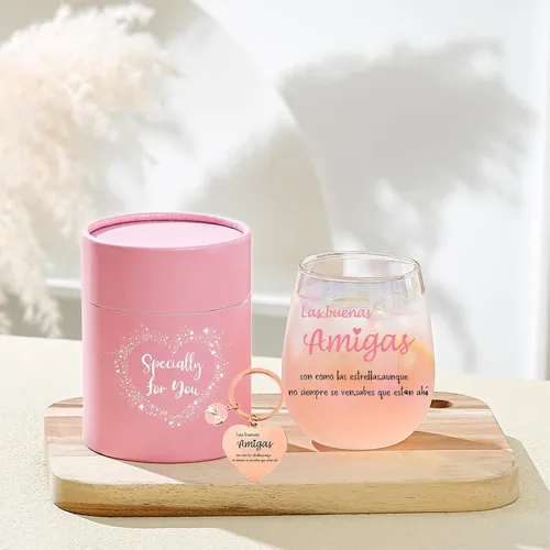 Miniatura 6 de Yalucky Regalos para mujer amiga, vaso de vidrio de 16.2 fl oz, regalos de cumpleaños para mujer, Llaveros para mujeres, regalo de graduación