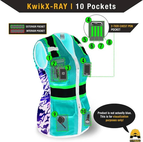 Miniatura 6 de KwikSafety - Charlotte, NC - Chaleco de seguridad para mujer, tiras reflectantes de alta visibilidad, cumple con ANSI y OSHA Amarillo (Tiger Queen)