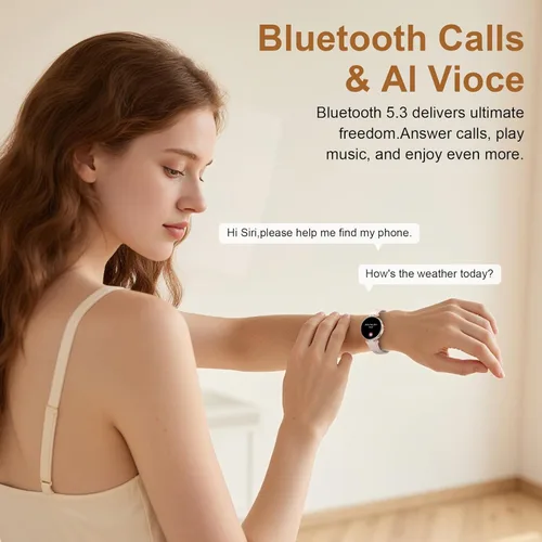 Miniatura 2 de Reloj inteligente para mujer, 1.19 pulgadas, pantalla táctil AMOLED, reloj de fitness (llamadas/notificaciones), 3 correas, monitor de frecuencia
