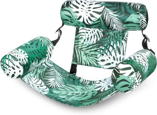 Sloosh Sillas flotantes de piscina para adultos, sillas inflables de piscina, hamaca flotante con patrón de plantas para adultos, flotadores de