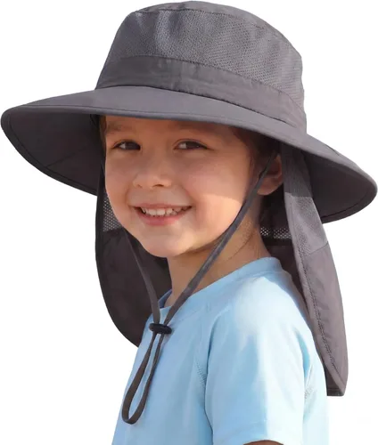 Miniatura 9 de Home Prefer Sombrero de sol para niños al aire libre UPF50+ Sombrero de pesca de ala ancha con solapa para el cuello