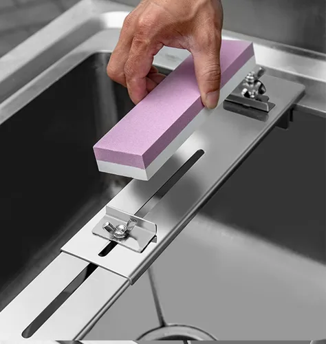 Miniatura 5 de Soporte para piedra de afilar, puente de fregadero de acero inoxidable, soporte antideslizante ajustable para piedra de afilar con tuercas de ala