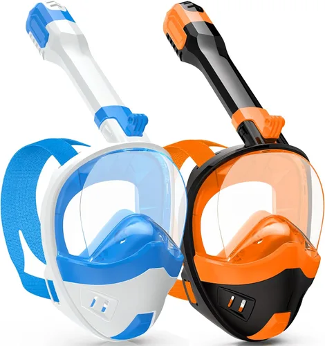 Miniatura 6 de Full Face Snorkel Mask, Snorkeling Gear for Adults Kids with Latest Dry Top Breathing System and Detachable Camera Mount, with 180 Degree Panoramic