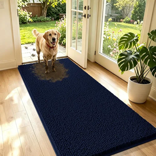 Miniatura 12 de IM HOME Tapete de chenilla absorbente para exterior 36" x 24", tapetes lavables antideslizantes para perros, tapete para puerta interior para Marrón