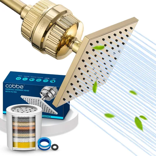 Miniatura 9 de Cobbe Cabezal de ducha filtrado de alta presión, cabezal de ducha de lluvia con filtro de cabezal de ducha de 20 etapas para agua dura, repuesto
