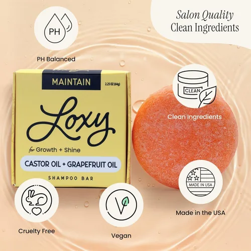 Miniatura 6 de Loxy Maintain - Jabón en barra de champú para el crecimiento y brillo del cabello, aceite de pomelo y aceite de ricino, vitamina B5 y E, vegano