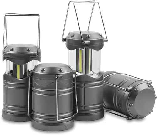 Lichamp Linterna LED para campamento, paquete de 4 linternas alimentadas por batería para cortes de energía, luz colgante plegable portátil esencial