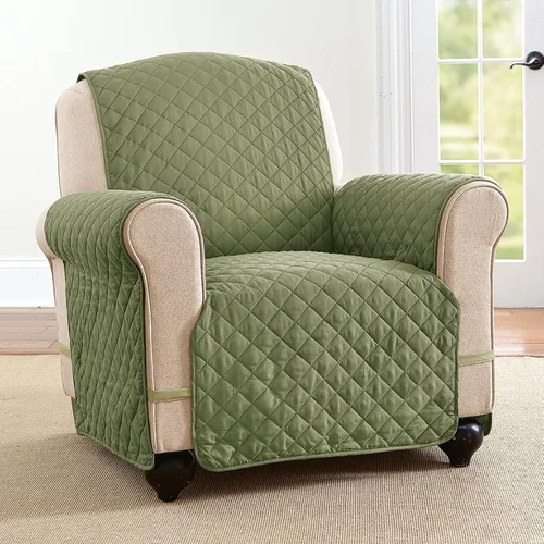 Miniatura 2 de Collections Etc - Funda protectora reversible, acolchada y resistente a derrames para mobiliario con lazos - Cubre el fondo del asiento, el respaldo