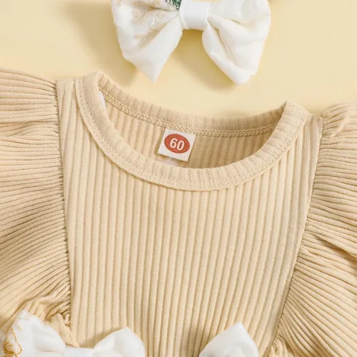 Miniatura 5 de ZAXARRA Mameluco de manga larga con volantes para bebé recién nacida, lindo traje de 2 piezas