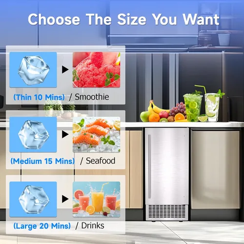 Miniatura 4 de Máquina comercial para hacer hielo con pulverización, máquina de hielo gourmet comercial, 60 libras/24 horas, contenedor de almacenamiento de 25