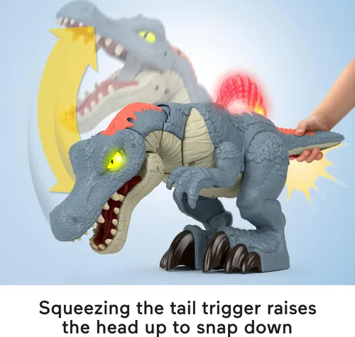 Miniatura 4 de Fisher-Price Imaginext Jurassic World Juguete de Dinosaurio Ultra Snap Spinosaurus, Luces, Sonidos y Acción de Morder, para Niños en Edad Preescolar